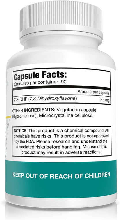 Pure Nootropics 7,8-DHF (7,8-Dihydroxyflavone) Capsules | 25 mg | 90 Vegetarian Capsules
