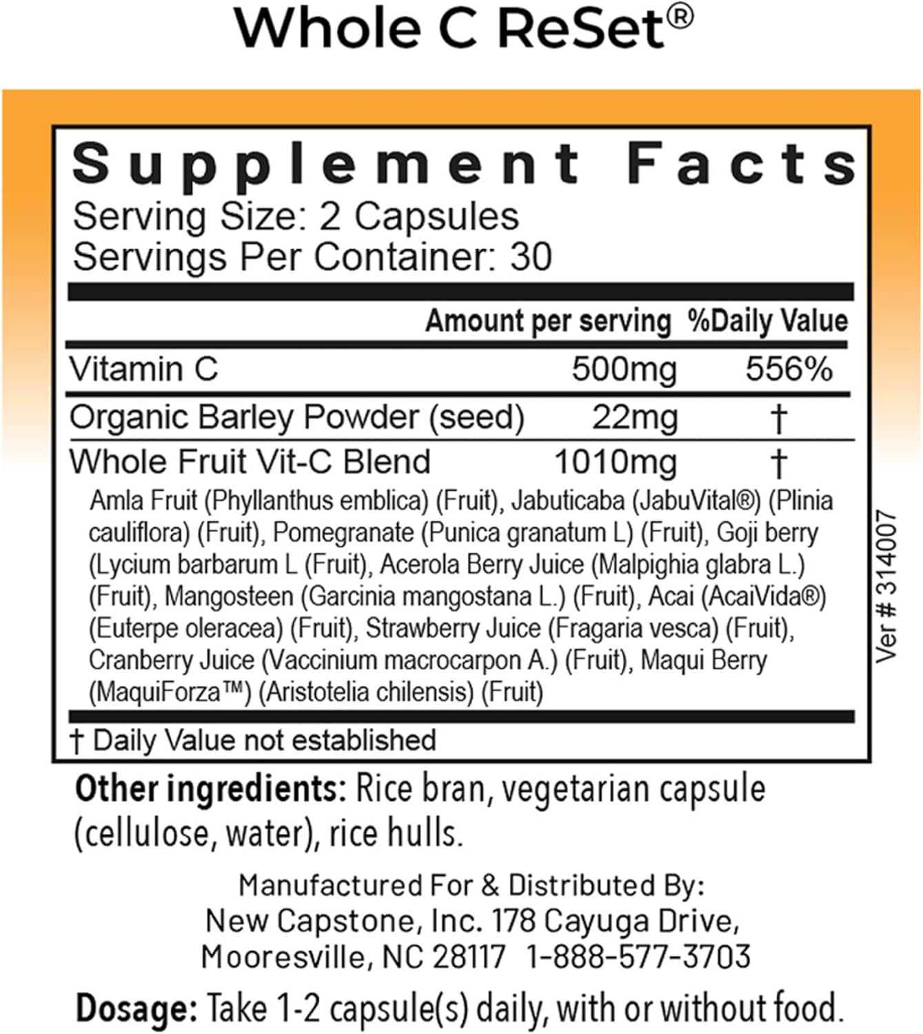 RnA ReSet Whole C Reset – Organic Vitamin C Complex (60 Capsules) - görsel 2