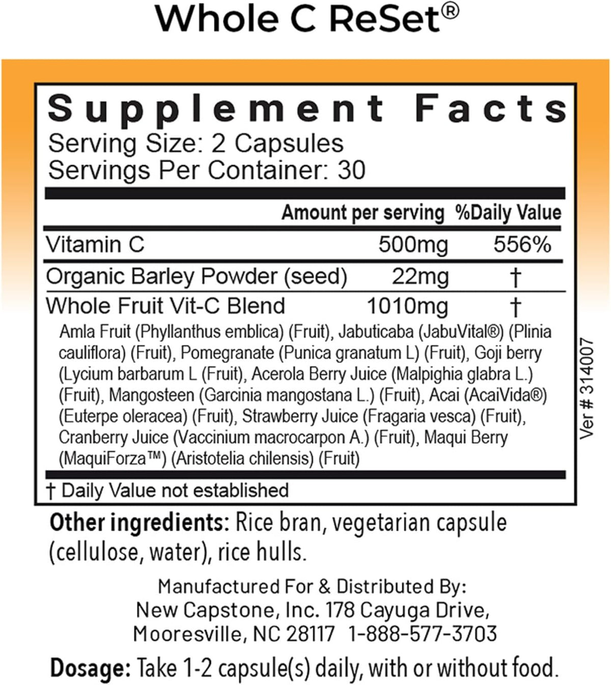 RnA ReSet Whole C Reset – Organic Vitamin C Complex (60 Capsules) - görsel 2