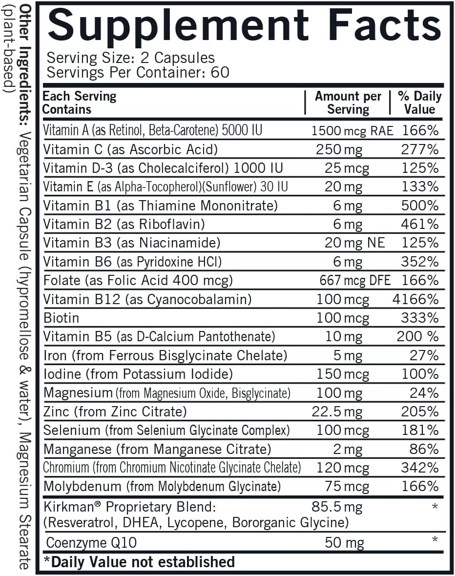 Kirkman 60–90 Men's Multivitamin and Mineral Boost – 120 Vegetarian Capsules - görsel 2