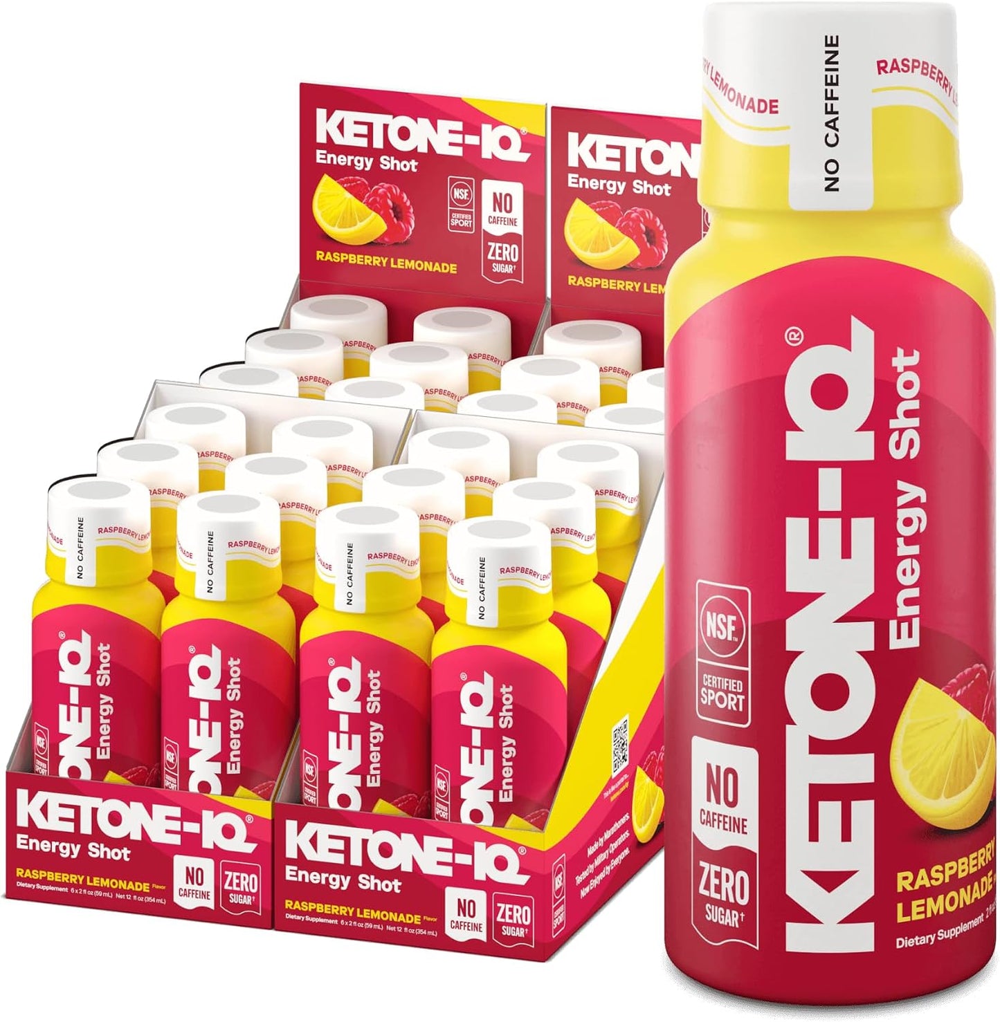 Ketone-IQ No Caffeine Performance Energy Shots, 10g Ketones, 24 Pack (Raspberry Lemonade) - görsel 1