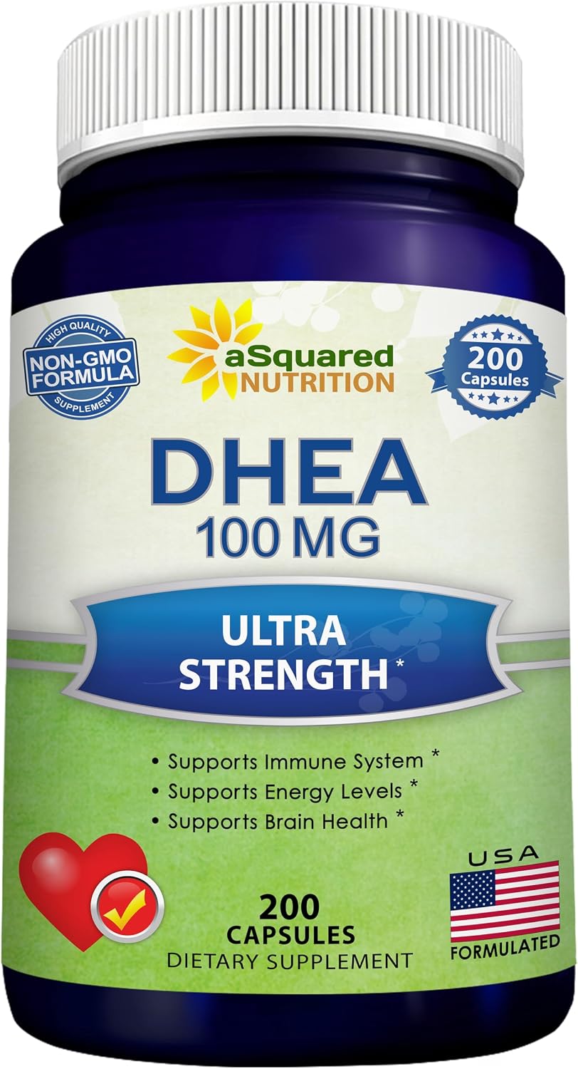 DHEA 100mg Supplement – 200 Capsules – High Potency Dehydroepiandrosterone for Men and Women - görsel 1