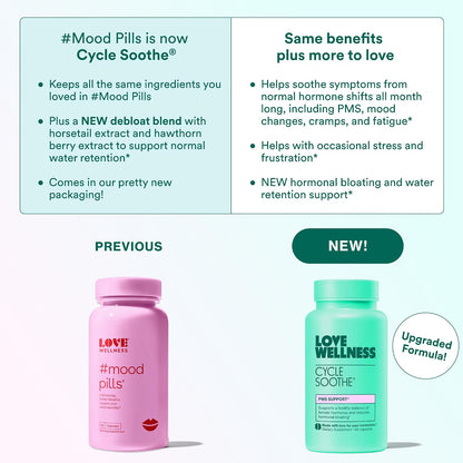 Love Wellness Cycle Soothe Supplement | Supports a Positive Mood | Helps with PMS, Hormonal Balance & Stress Relief | 60 Capsules