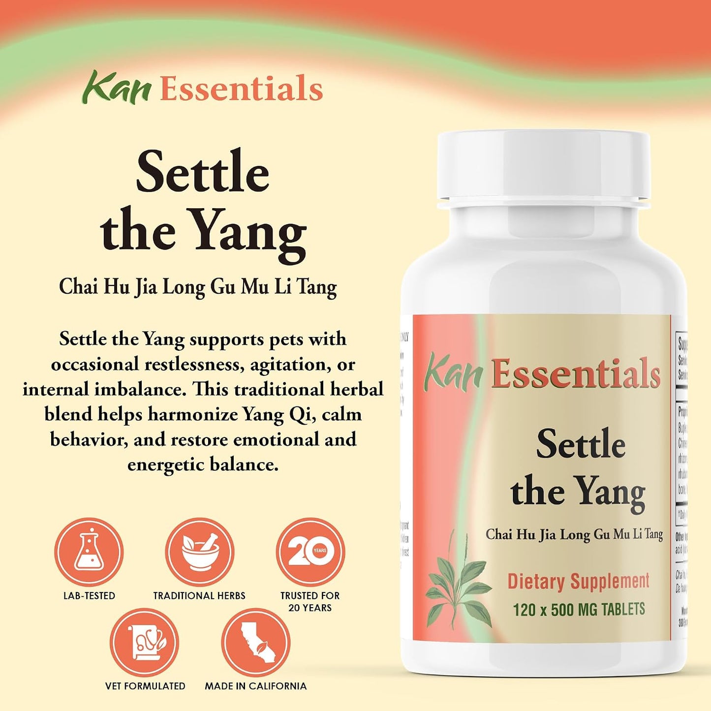 Kan Herb Company Settle the Yang – Traditional Chinese Herbal Blend for Dogs and Cats, 120 Tablets - görsel 2