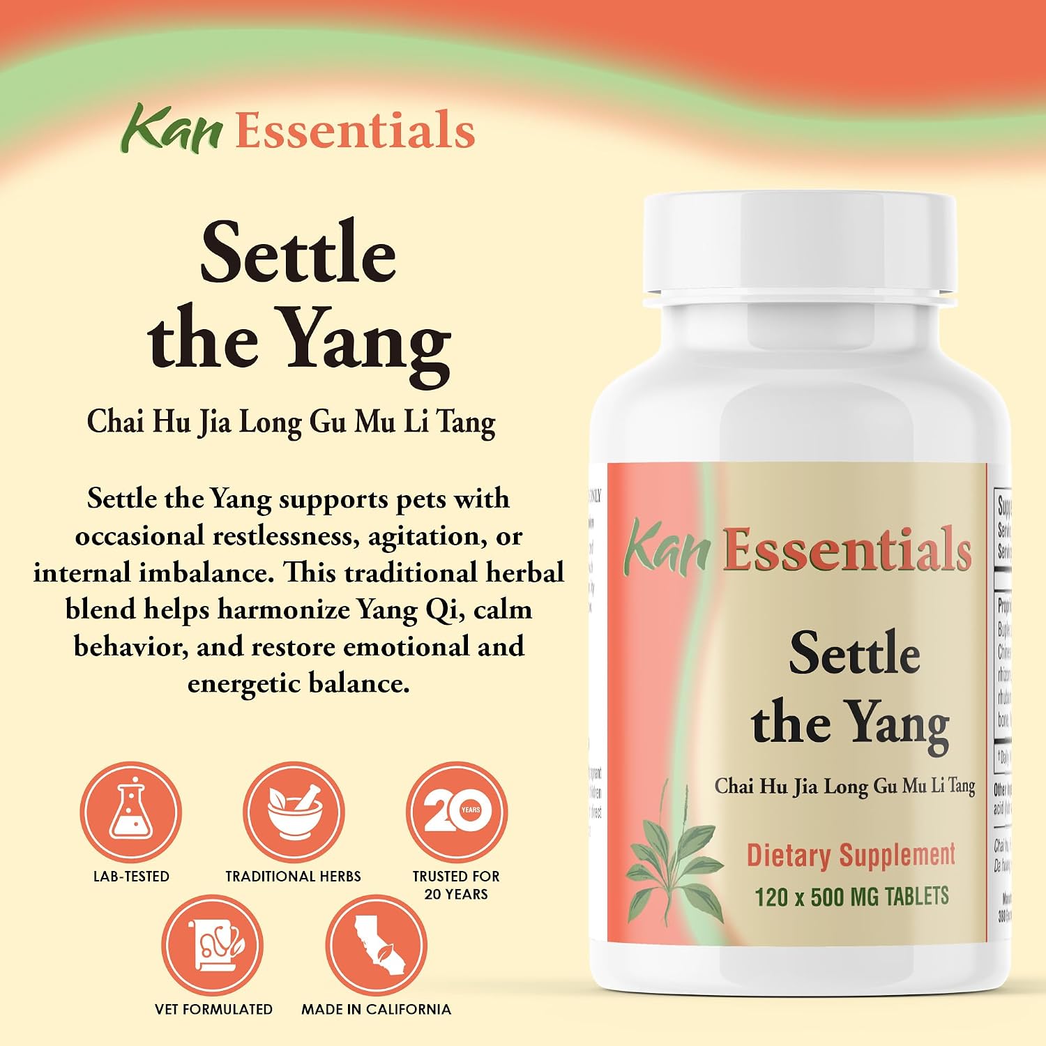 Kan Herb Company Settle the Yang – Traditional Chinese Herbal Blend for Dogs and Cats, 120 Tablets - görsel 2
