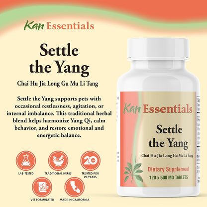 Kan Herb Company Settle the Yang – Traditional Chinese Herbal Blend for Dogs and Cats, 120 Tablets