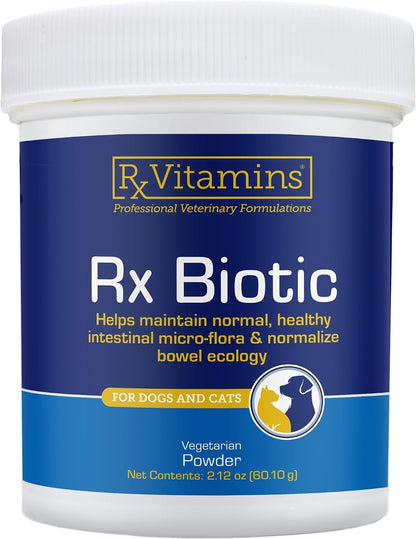 Rx Vitamins Rx Biotic - Probiotic Powder for Dogs and Cats - Cat Digestive Support & Probiotic for Dogs Gut Health - Dog Probiotics for Digestive Health - 60g