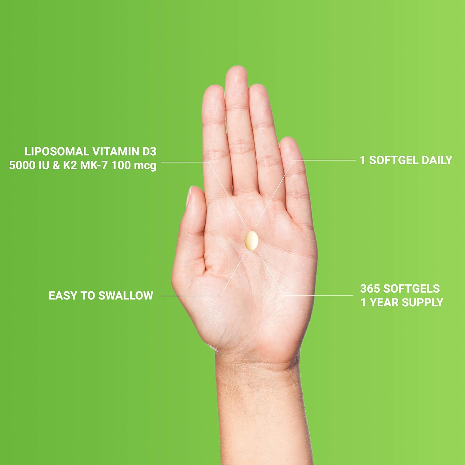 UpNourish Liposomal D3 K2 MK-7 – 365 Mini Softgels with Organic Coconut Oil - görsel 4