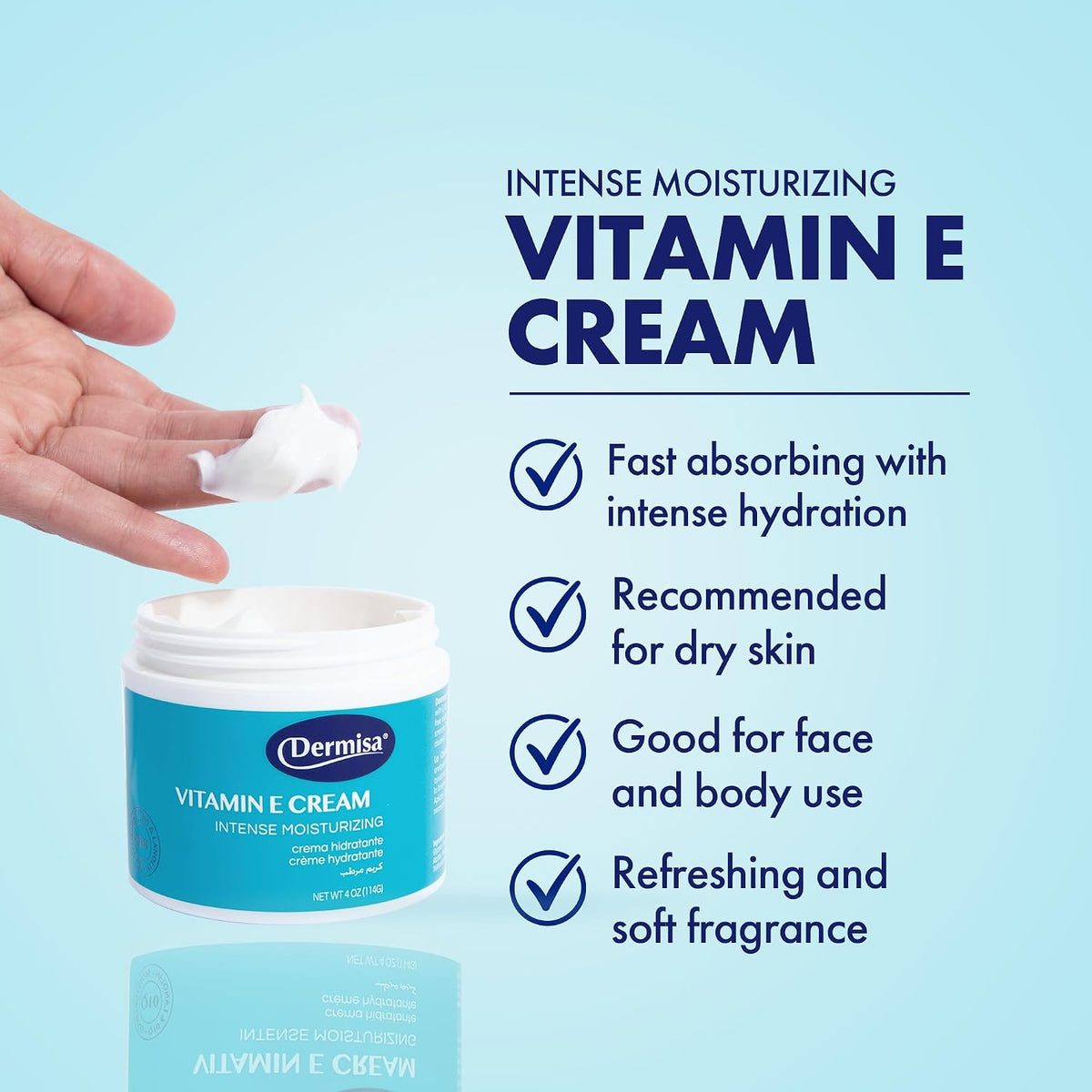 Dermisa Vitamin E Cream with Cocoa Butter, Collagen, Elastin & Coenzyme Q10 – Intense Moisturiser for Dry and Ageing Skin, Face and Body - görsel 2