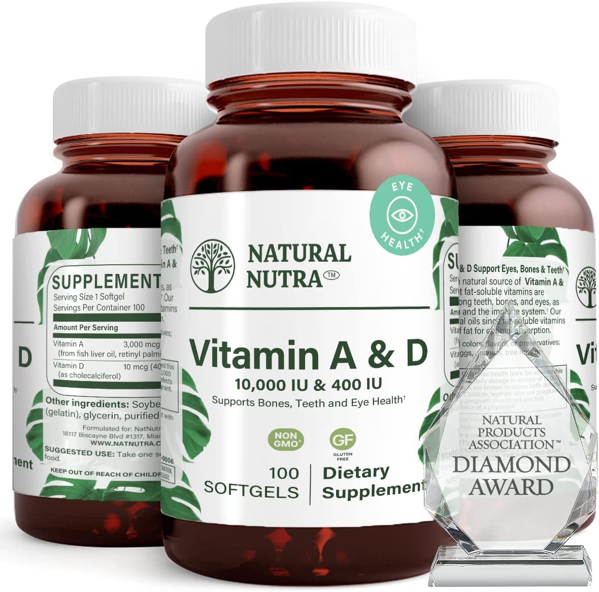 Natural Nutra Vitamin A & D - 10000 IU / 400 IU, 100 Softgels - görsel 1