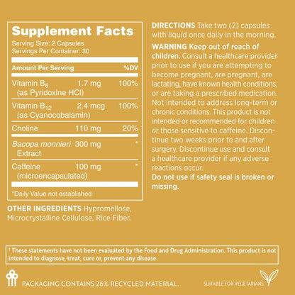 Nu Skin MYND360 Sharp Focus | 60 Capsules | Vitamin B12 & Vitamin B6 for Memory, Focus and Clarity | Caffeine-Infused Brain Health Supplement