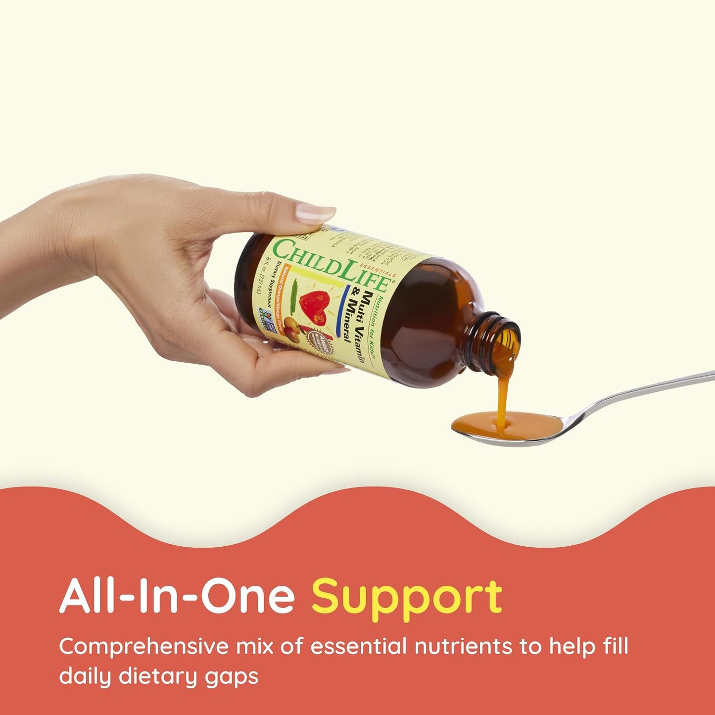 CHILDLIFE ESSENTIALS Children's Multivitamin & Mineral - Liquid Multivitamin for Toddlers & Kids, Orange Mango Flavour - görsel 4