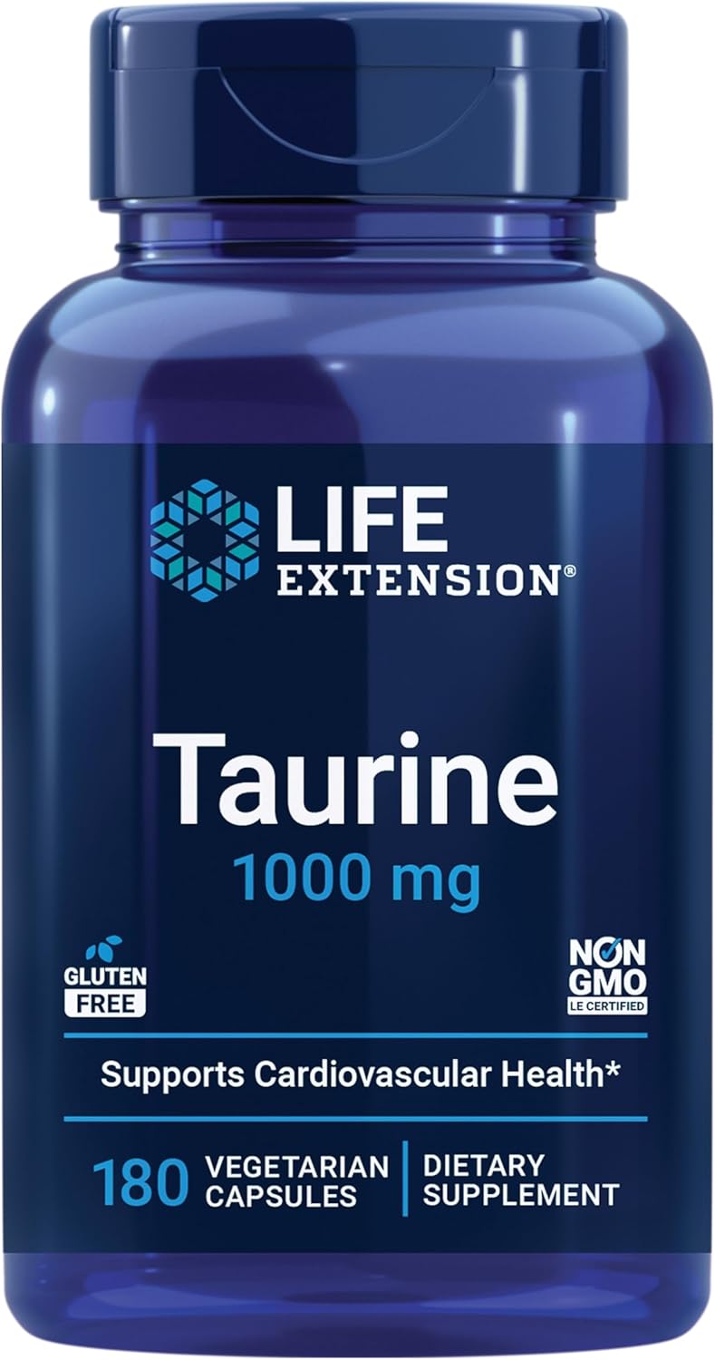 Life Extension Taurine, Pure Taurine Amino Acid Supplement, 1000mg, 180 Vegetarian Capsules - görsel 1