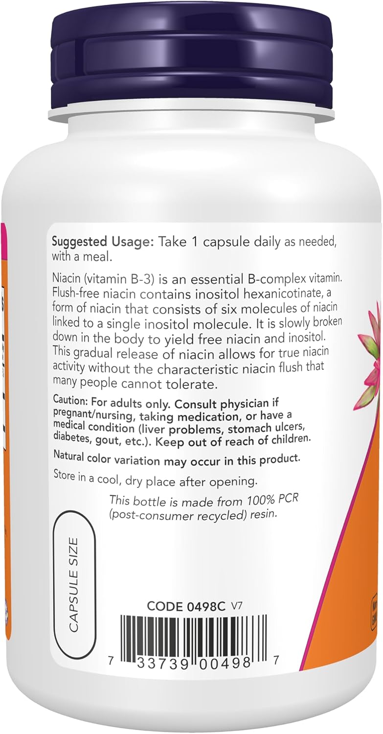 NOW Foods Niacin (Vitamin B-3) 500 mg, Flush-Free, Double Strength - görsel 3