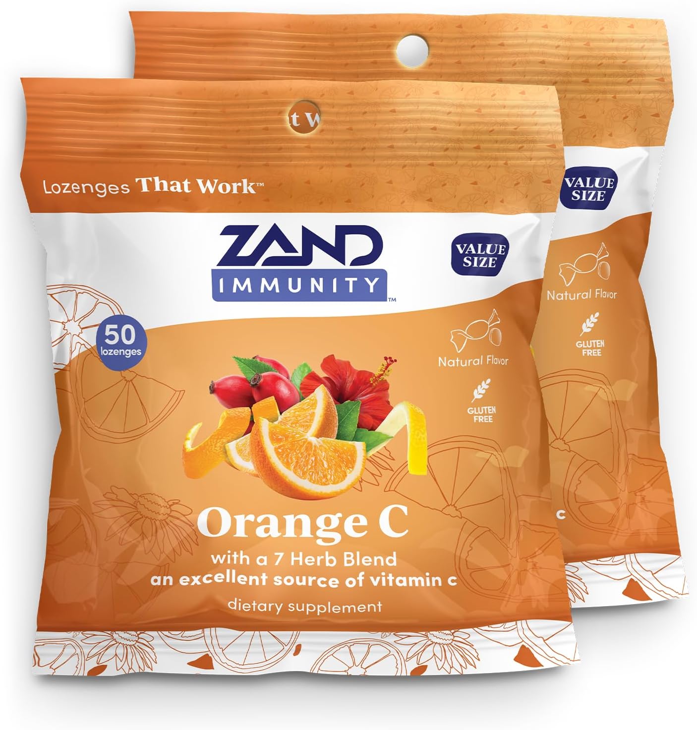 ZAND Immunity Orange C Vitamin C Throat Lozenges – 2 Pack (100 Lozenges) - görsel 1