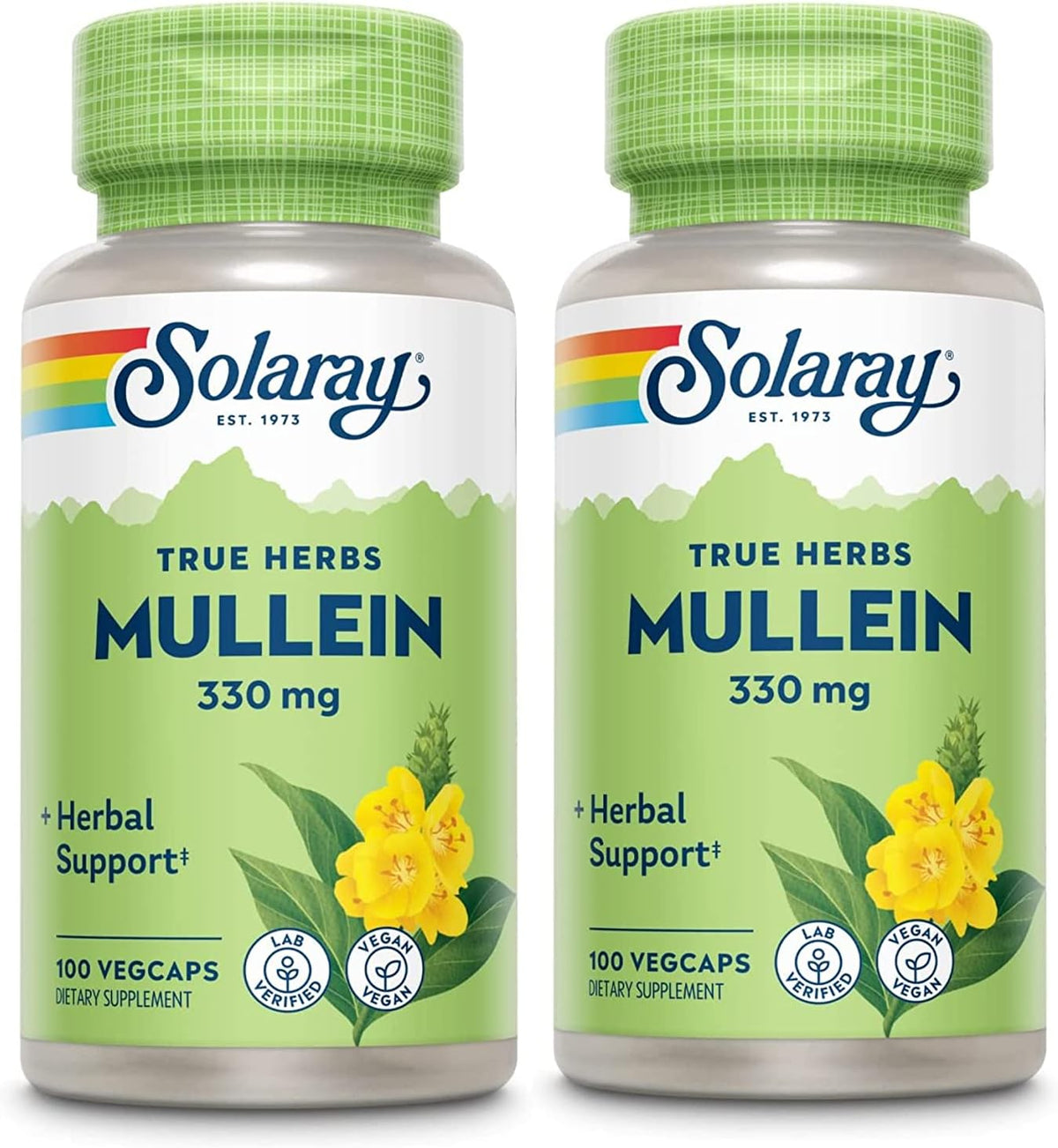 SOLARAY Mullein Leaf 330mg Vegan Capsules - Traditional Support for Respiratory and Bronchial Health (Pack of 2, 100 Capsules) - görsel 1
