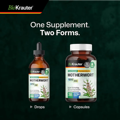 BIO KRAUTER Perimenopause & Menopause Supplements for Women - Vegan Motherwort Tincture 118 ml