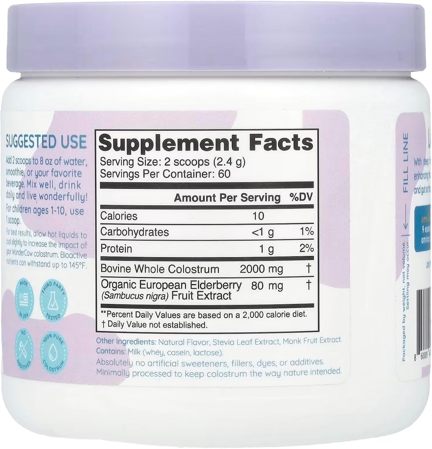 WONDERCOW Colostrum Supplement Powder – Gut Health and Immune Support, Elderberry, 60 Servings - görsel 9