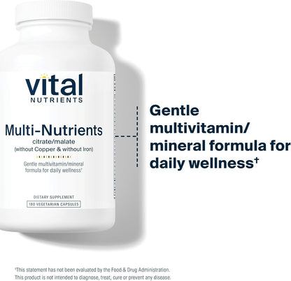 Vital Nutrients Multi-Nutrients 3 - Citrate & Malate Multivitamin - 180 Capsules