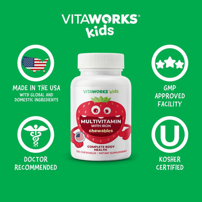 Kids Multivitamin with Iron & Minerals Chewable Tablets - Mixed Fruit Flavour - 120 Count