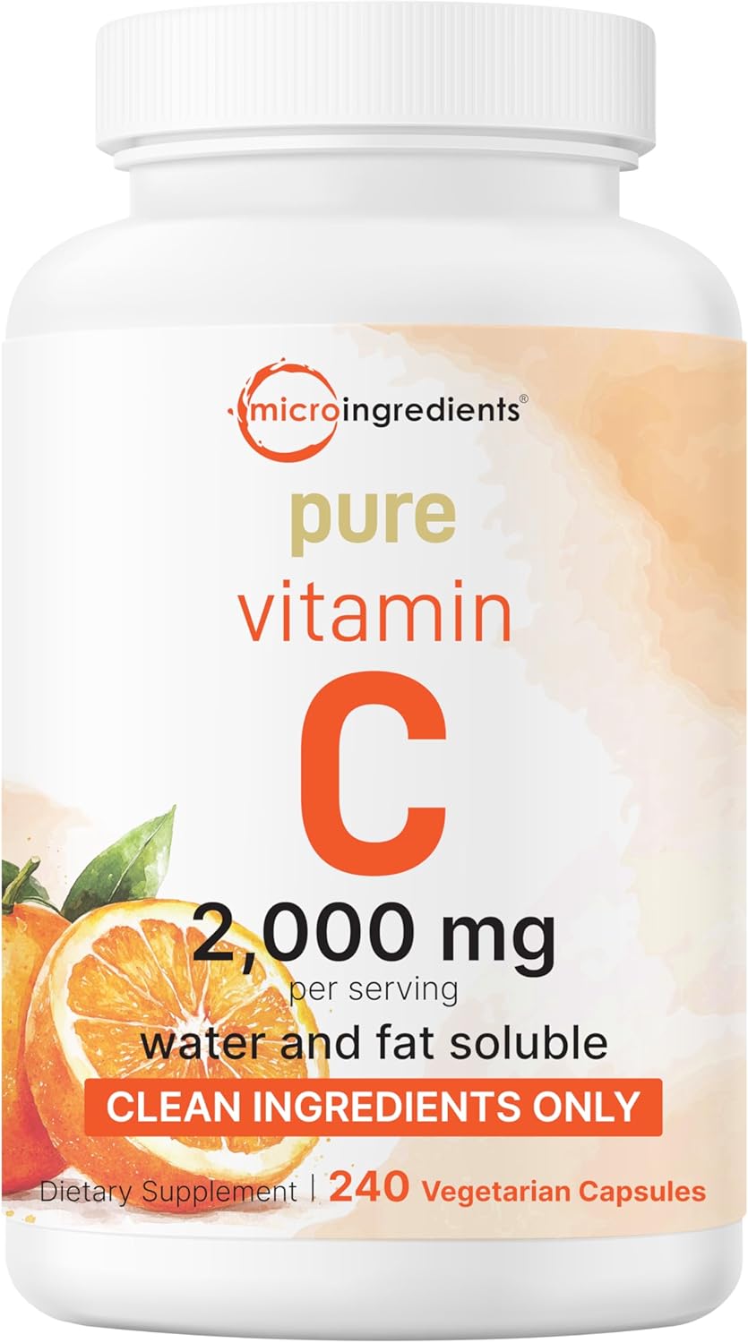 Pure Vitamin C 2,000mg, 240 Veggie Capsules – Dual Solubility, Non-GMO - görsel 1