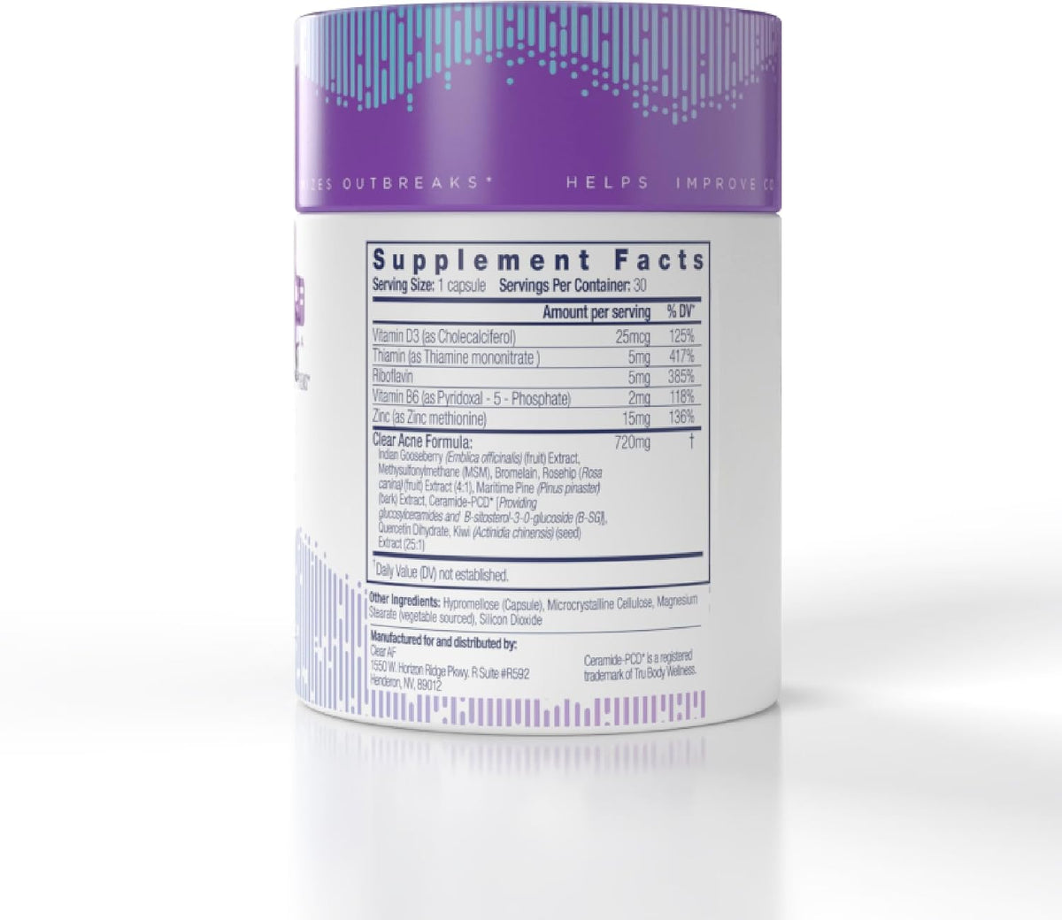 Clear Skin Supplement with Vegan Ceramides, Zinc, Vitamin D3, B6, Riboflavin & Thiamine | 30-Day Supply - görsel 7