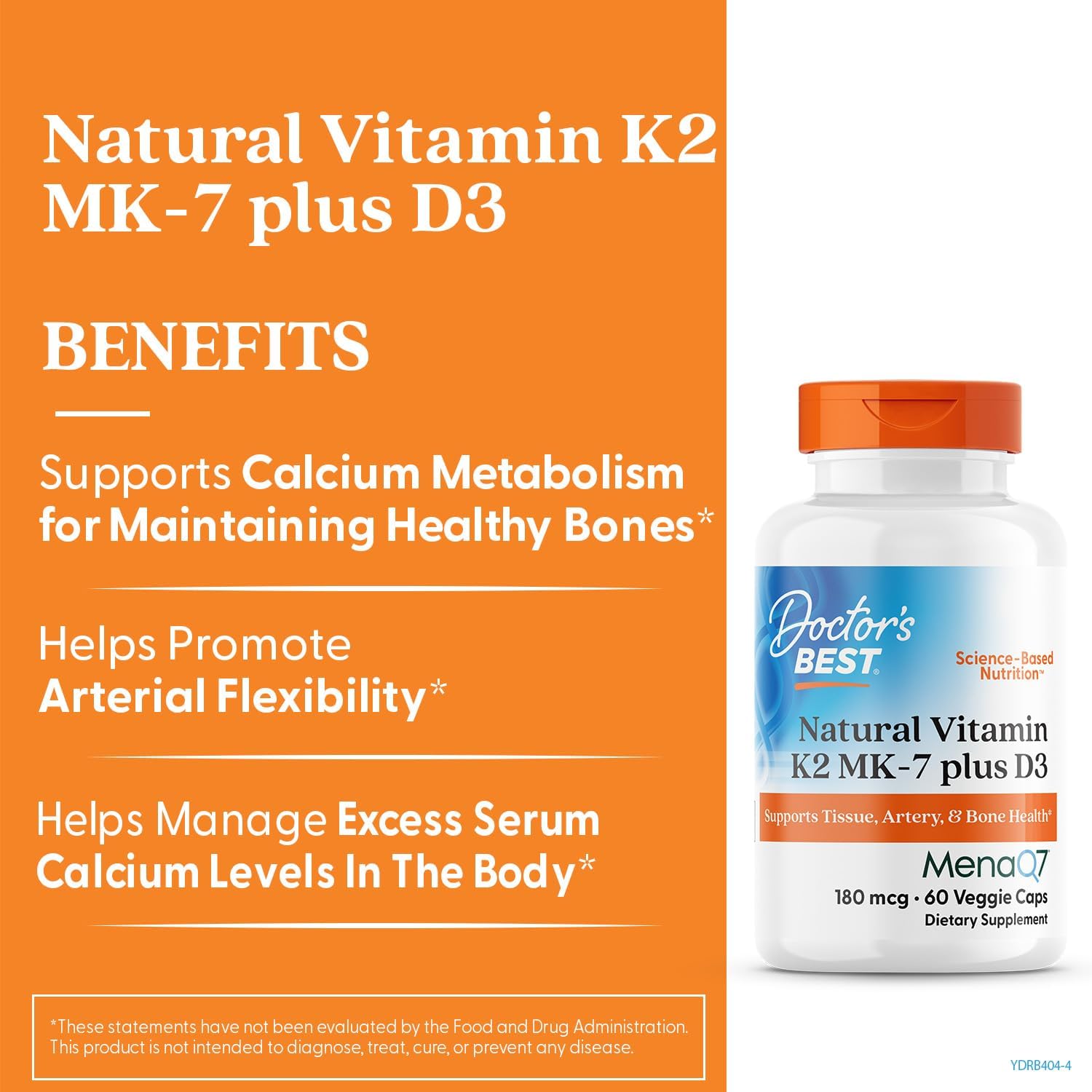 Doctor's Best Natural Vitamin K2 MK-7 Plus D3 - 60 Veg Caps - görsel 3