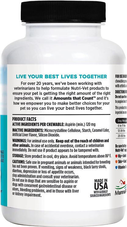 Nutri-Vet K9 Dog Aspirin for Small Dogs 100 Tablets