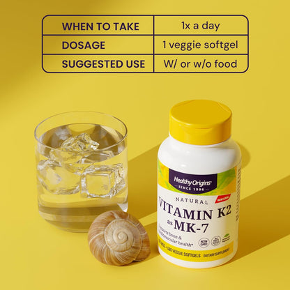 Healthy Origins Vitamin K2 100 mcg (MK-7) - 180 Vegetable Capsules
