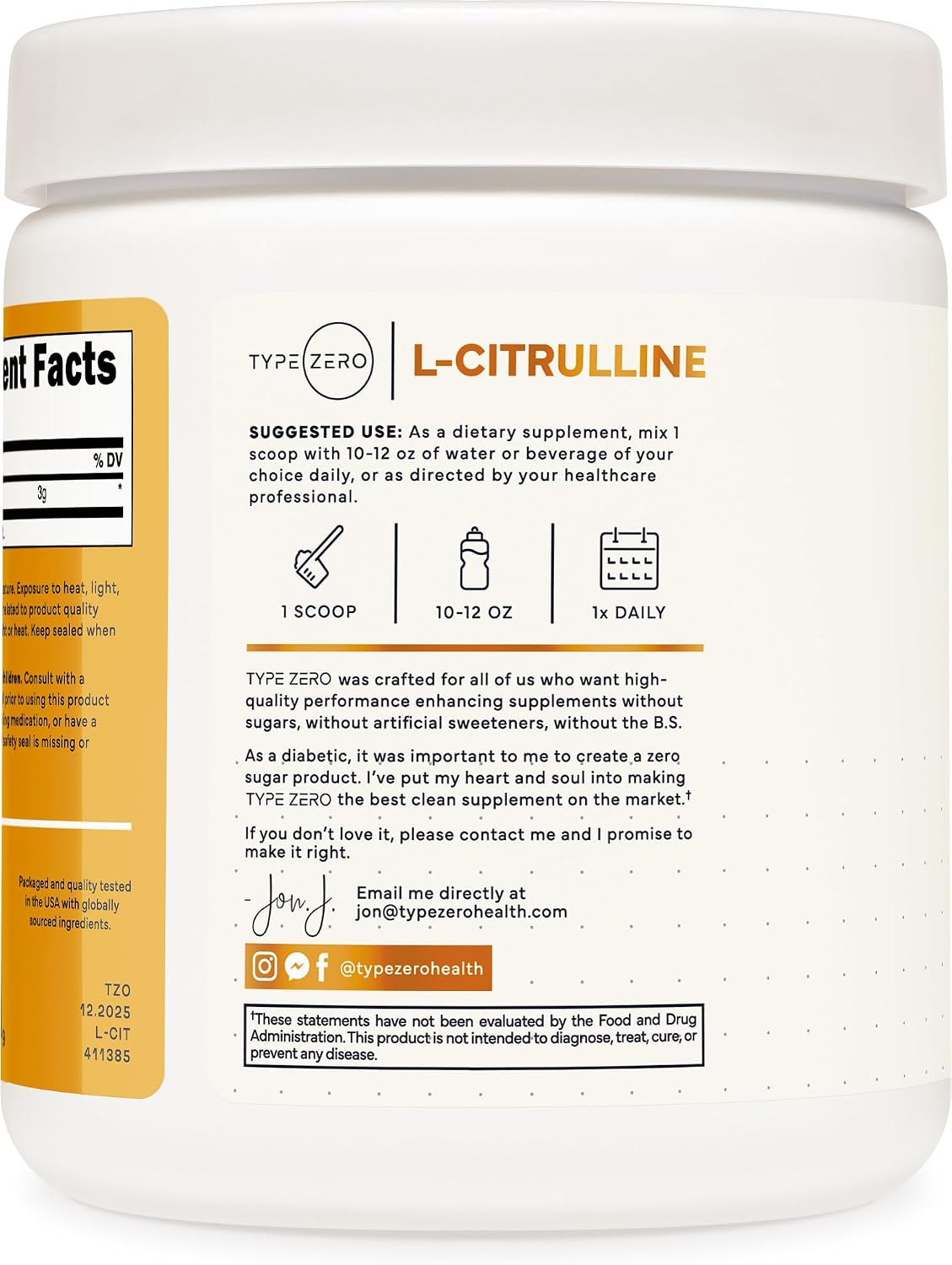 Type Zero L-Citrulline Base Powder, 3,000mg Per Serving - 100 Servings - görsel 3