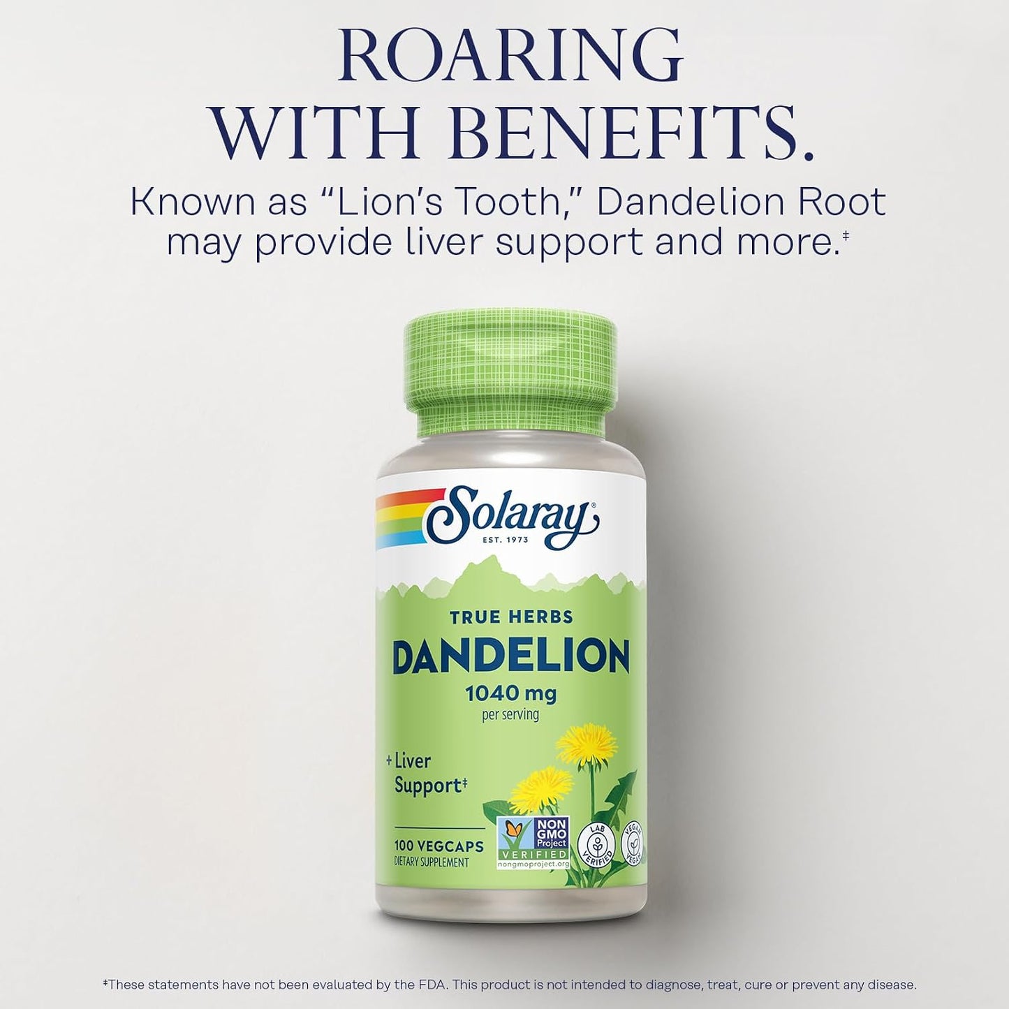 SOLARAY Dandelion Root Supplement – Healthy Liver & Kidney Support – 1,040 mg per Serving – Vegan – Lab Verified – 100 VegCaps - görsel 3