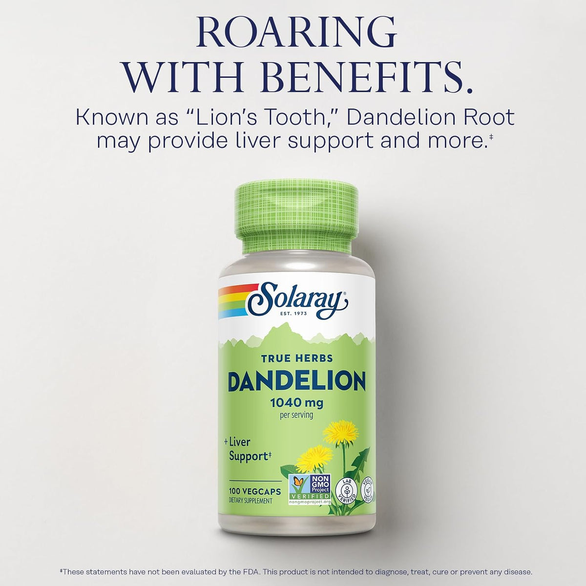 SOLARAY Dandelion Root Supplement – Healthy Liver & Kidney Support – 1,040 mg per Serving – Vegan – Lab Verified – 100 VegCaps - görsel 3