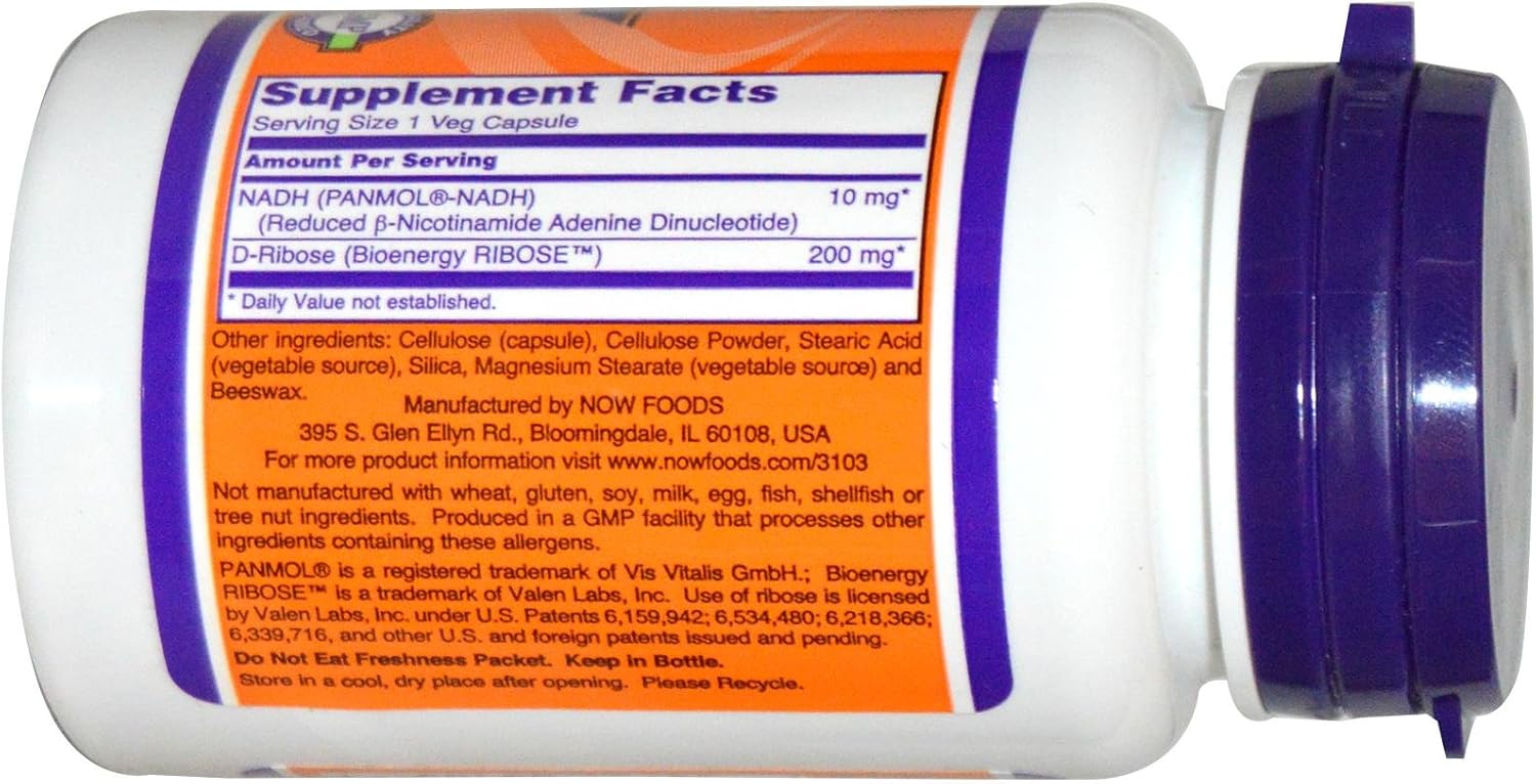 NOW Foods NADH 10 mg, 60 Veg Capsules - görsel 2