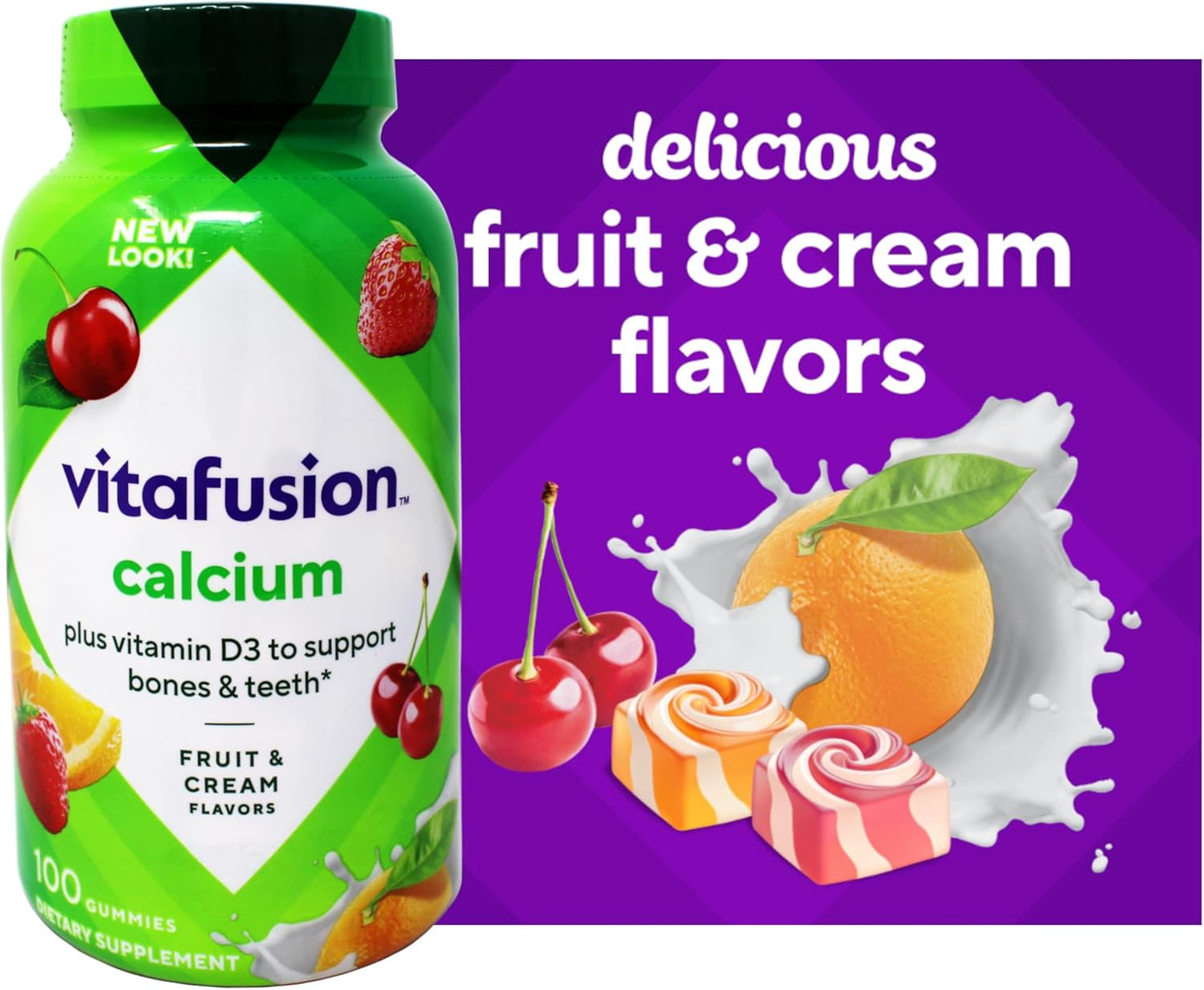 Vitafusion Calcium with Vitamin D3 Gummies, 100 Count (Pack of 2) - görsel 4