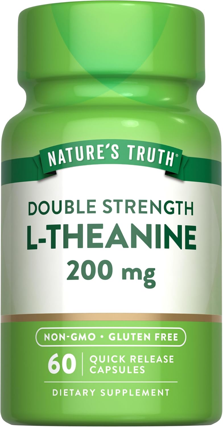 Nature's Truth L-Theanine 200mg, 60 Quick Release Capsules – Non-GM & Gluten-free - görsel 1