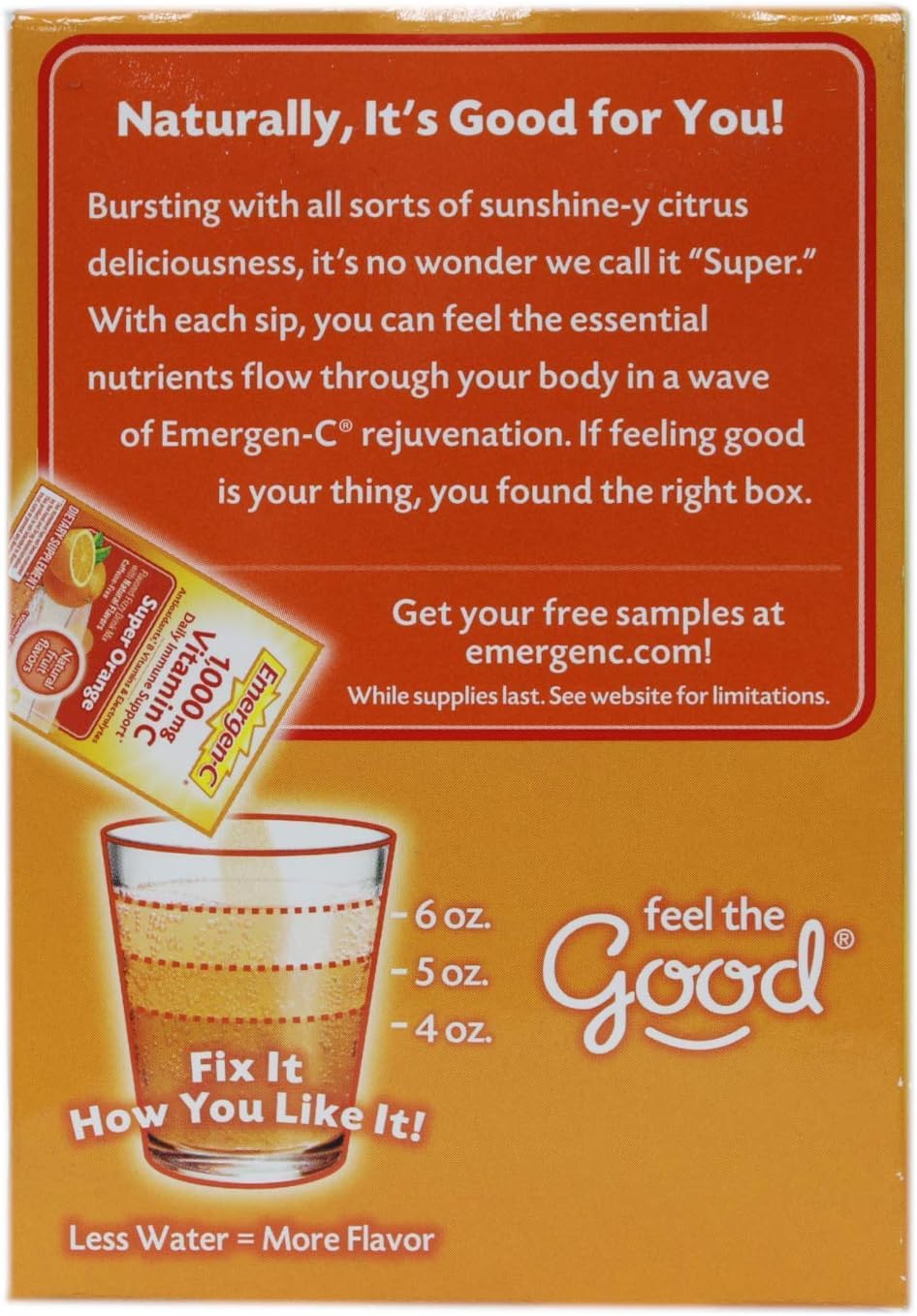 Emergen-C Vitamin C Fizzy Drink Mix, Super Orange, 120 Packets (4-Pack) - görsel 5