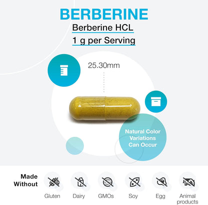 XYMOGEN Berberine HCl - Plant-Based Supplement for Metabolic and Immune Support (120 Capsules)