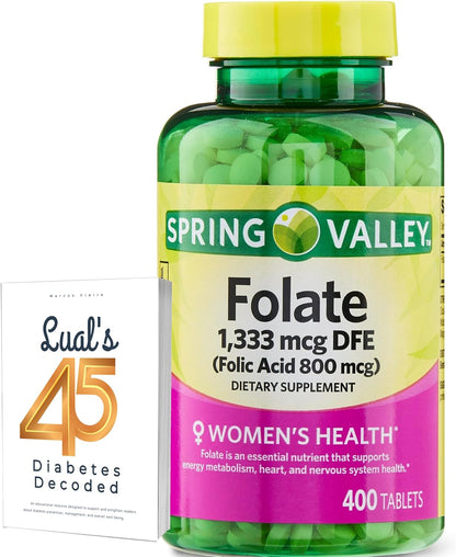 Folate 1,333 mcg DFE Food Supplement, 400 Tablets + Ebook Bundle