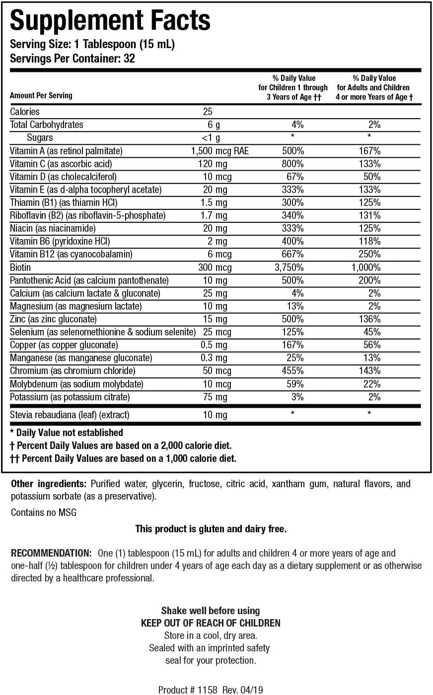 BIOTICS RESEARCH Aqueous Multi Plus Liquid Multi Vitamin and Mineral - görsel 2