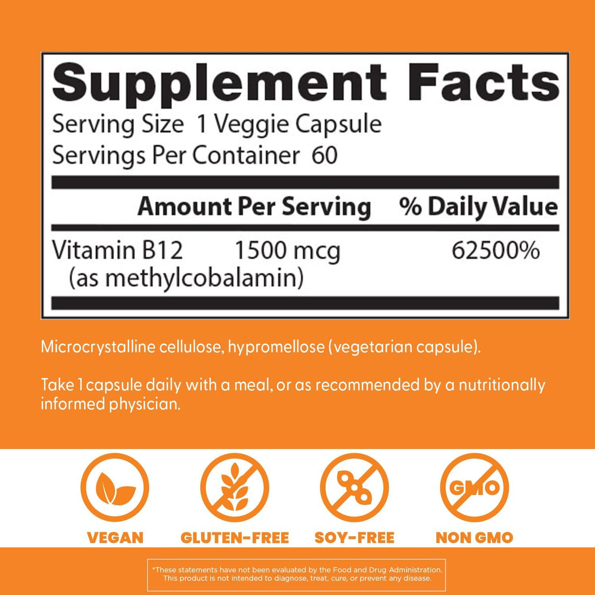 Doctor's Best Fully Active B12, 1500 mcg, 60 Vegan Capsules - görsel 3