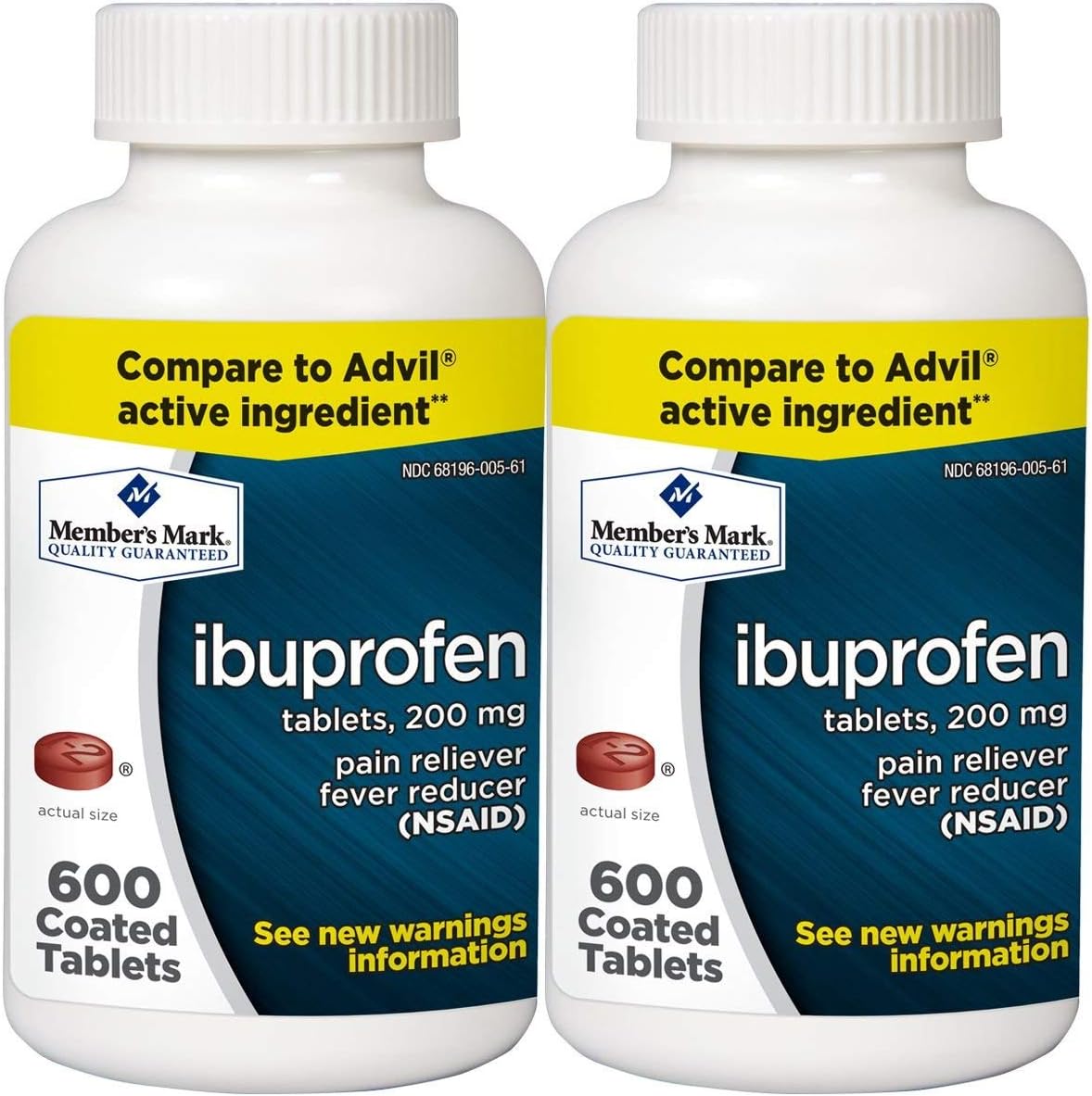 Member's Mark Ibuprofen 200 mg Tablets, Twin Pack (2 x 600 Tablets) - görsel 1