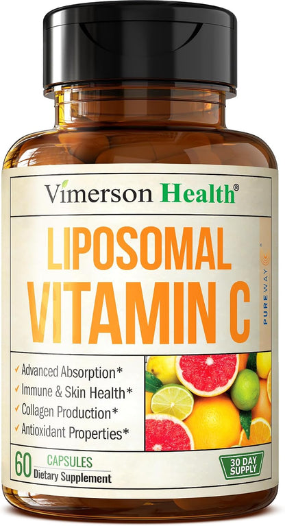 Liposomal Vitamin C 1000mg – Enhanced Absorption Vitamin C Capsules – Immune Support Supplement – High Potency for Antioxidant Support – Gentle on Digestion & Fast Uptake. 60 Capsules