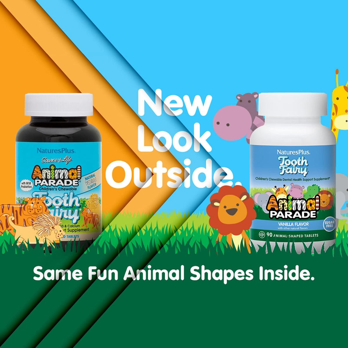 NaturesPlus Animal Parade Tooth Fairy Children's Chewables, Natural Vanilla, 90 Tablets - görsel 2