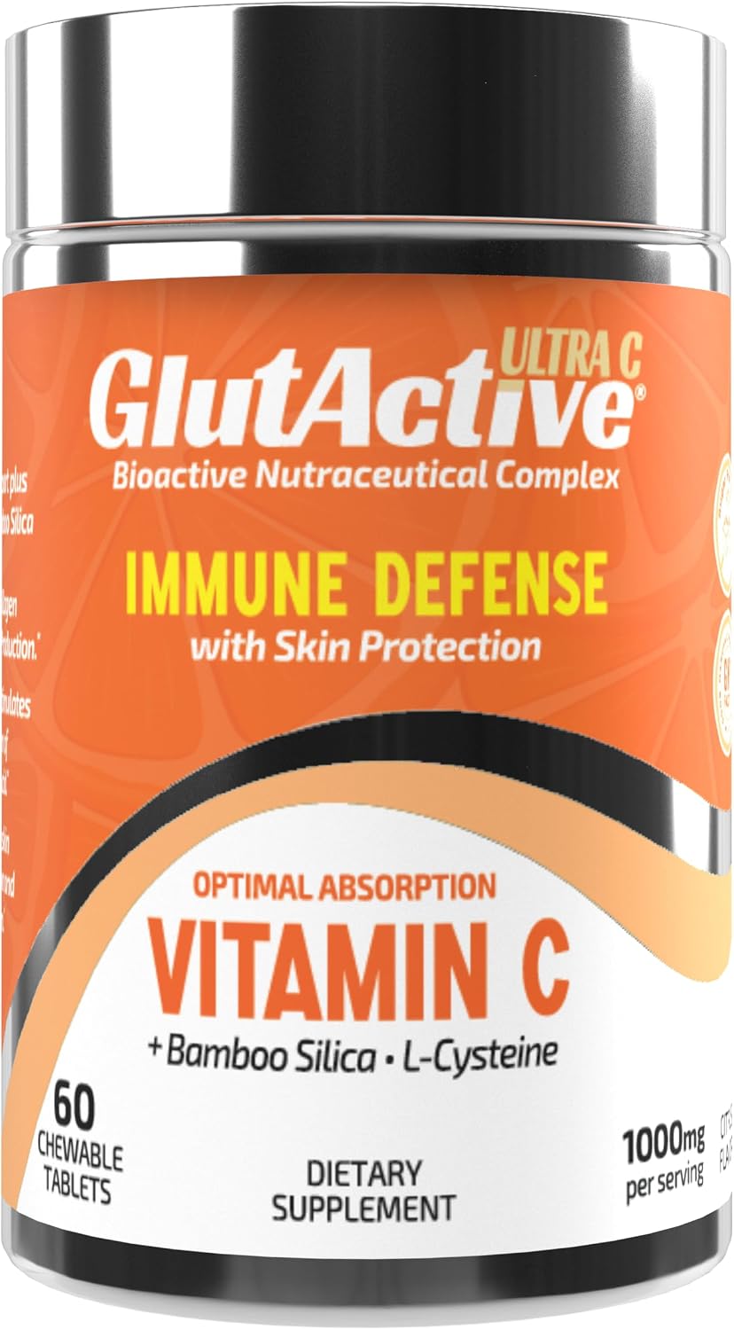 GlutActive Ultra Vitamin C 1,000mg Chewable Tablets - Immune Support & Collagen Builder with Cysteine and Bamboo Silica - görsel 4