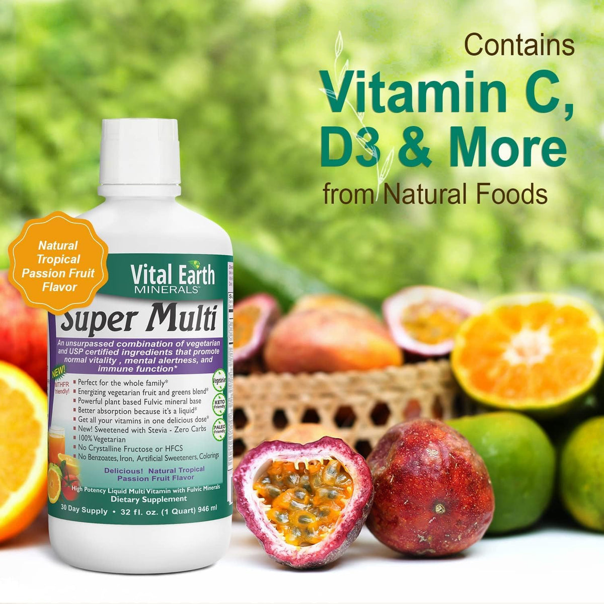 Vital Earth Minerals Super Multi – Liquid Multivitamin for Women, Men & Children, with Fulvic Acid for Better Absorption, MTHFR Support, 946ml + 30ml Cup - görsel 5