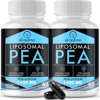 Ulmubra Liposomal Palmitoylethanolamide 1300mg + Luteolin 100mg – Superior Absorption, Micronised PEA Supplement, 120 Softgels