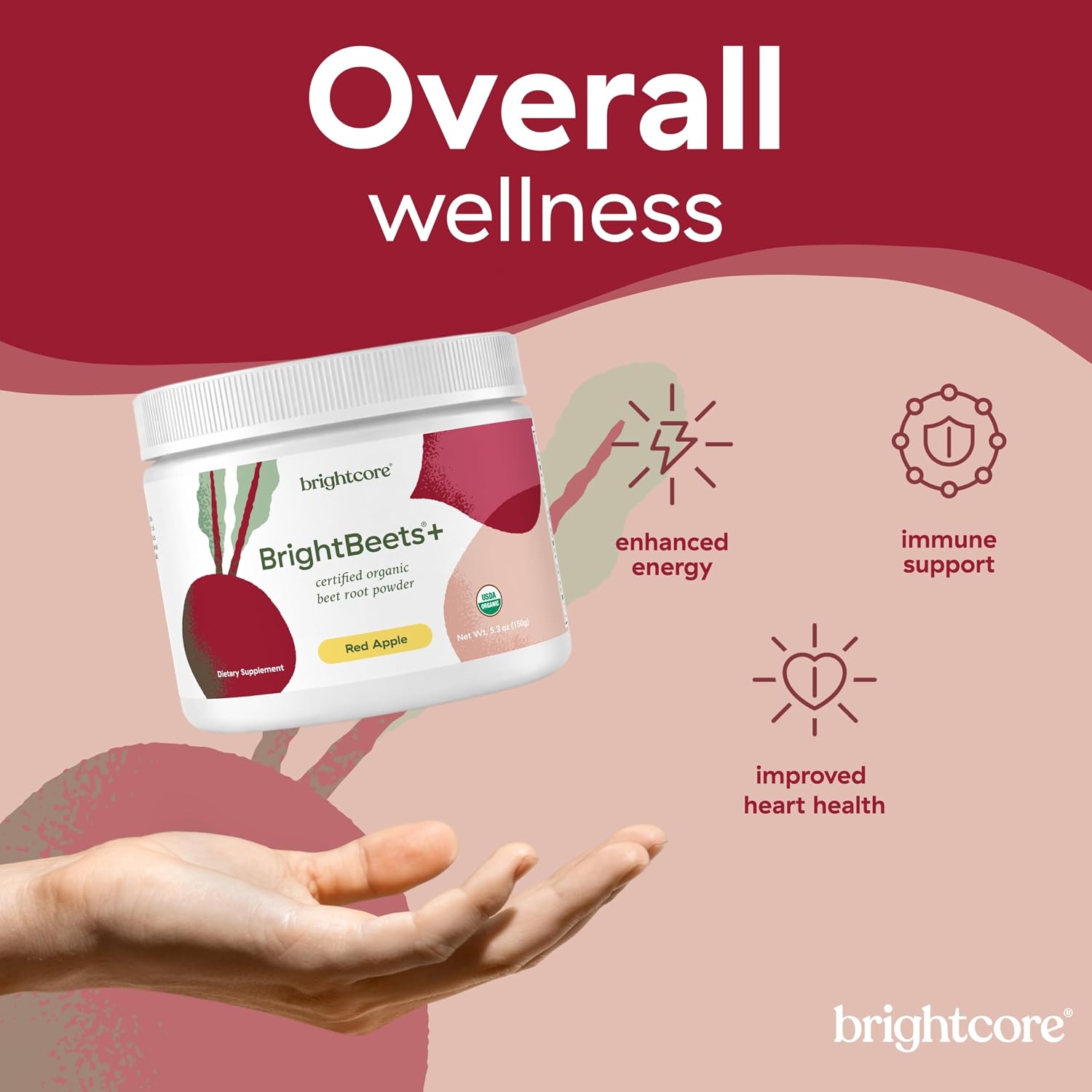 Brightcore Nutrition BrightBeets Beetroot Powder, Red Apple Flavour, 150g, 30 Servings - görsel 6