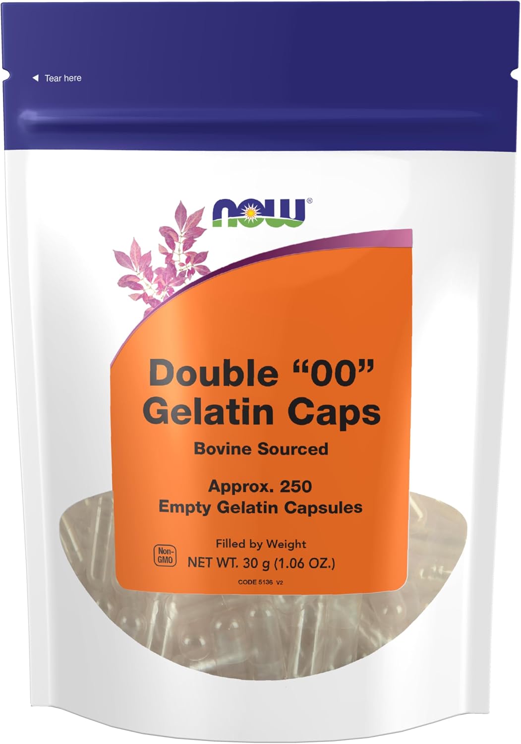 NOW Foods Empty Gelatin Capsules, Double "00", Bovine Sourced, 750 Count - görsel 9