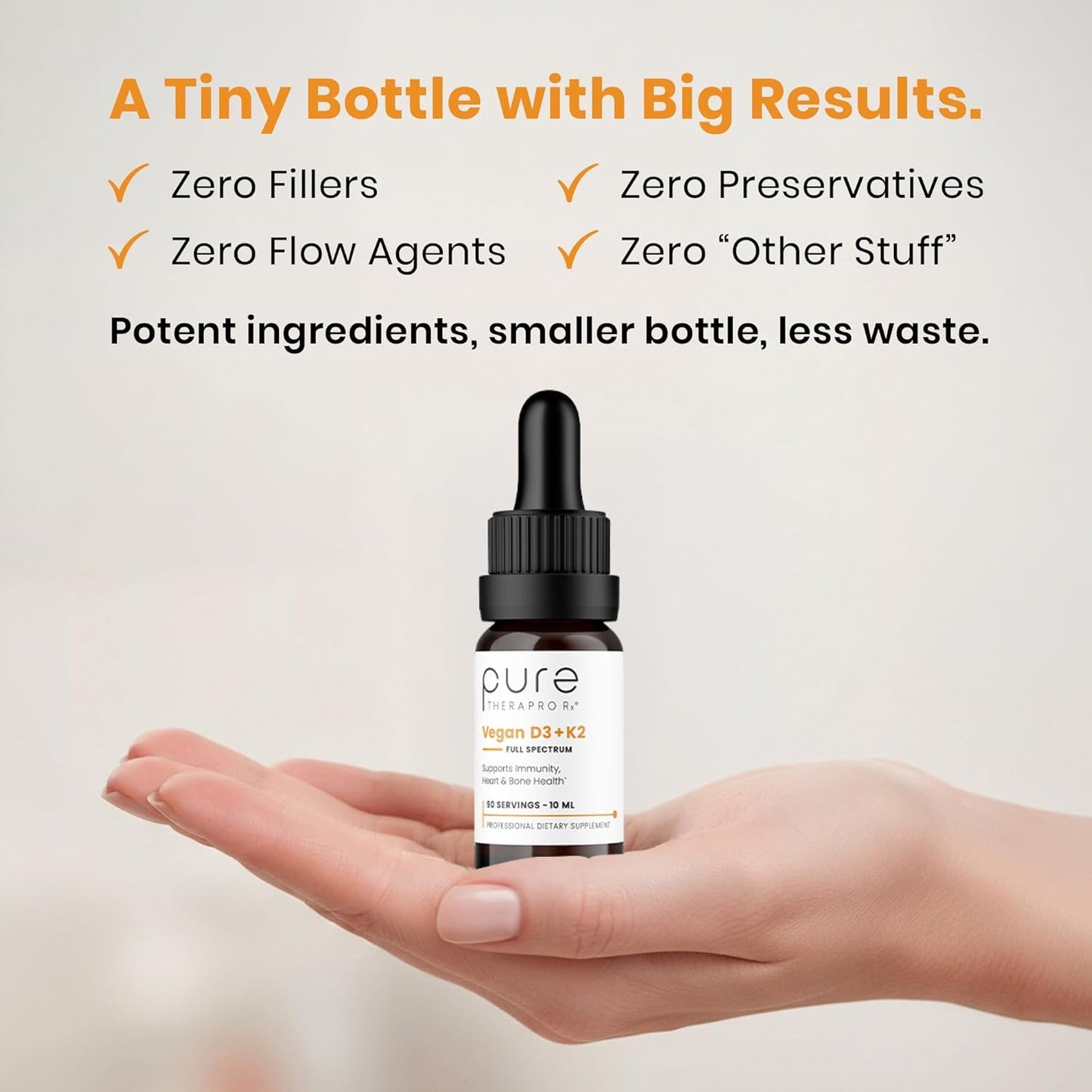 Pure Therapro Rx Vegan D3 + K2 Liposomal Drops, 5000 IU, 10 ml (3-Month Supply) - görsel 5