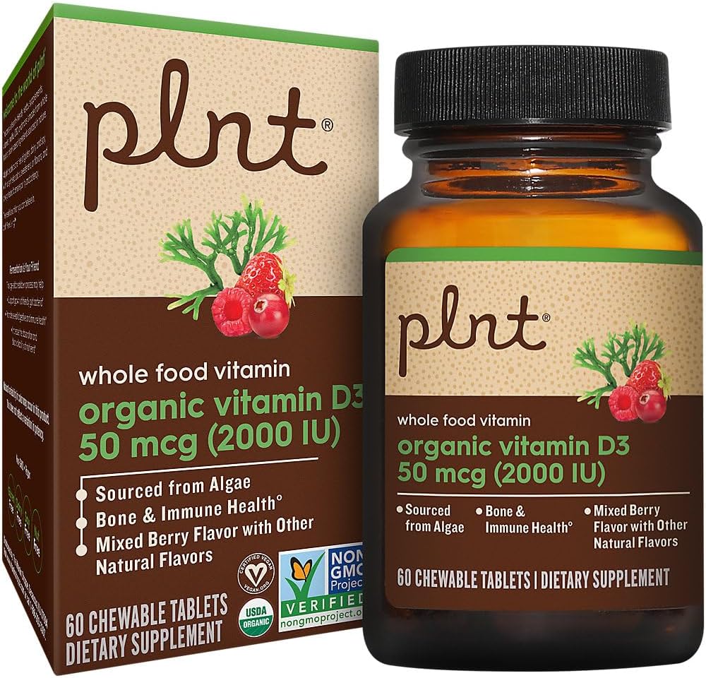 Organic Vitamin D3 50 MCG (2,000 IU) Whole Food Vitamin - Mixed Berry (60 Chewable Tablets) - görsel 1